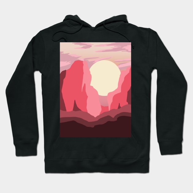 Pink Rocky Mountains Hoodie by Emma Grace